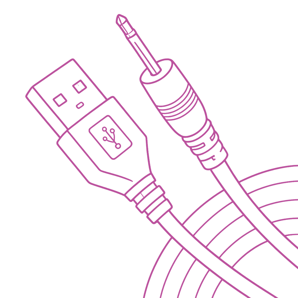 Illustration of a USB cable on a white background