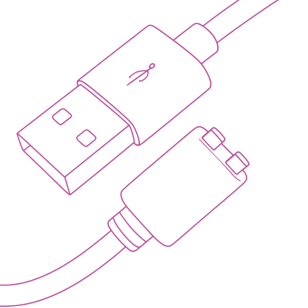Illustration of a magnetic USB cable on a white background