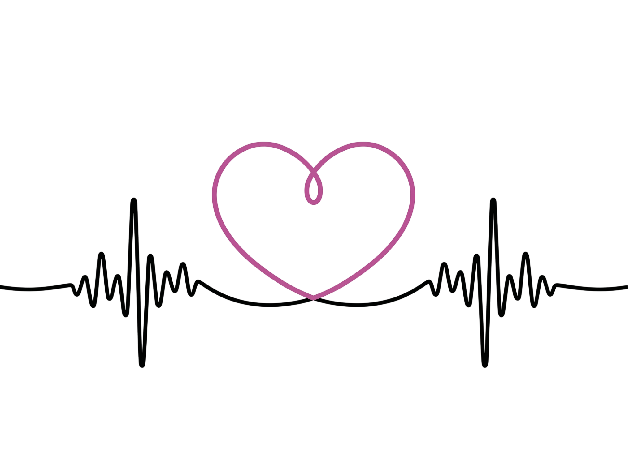 Vibrating lines with a pink heart symbol on a white background